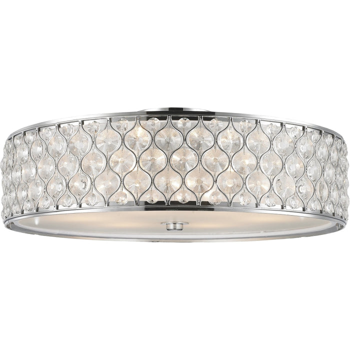 Paris Polished Chrome Clear Crystal 6 Light Flushmount - Flushmounts