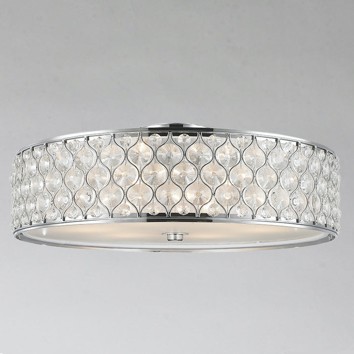 Paris Polished Chrome Clear Crystal 6 Light Flushmount - Flushmounts