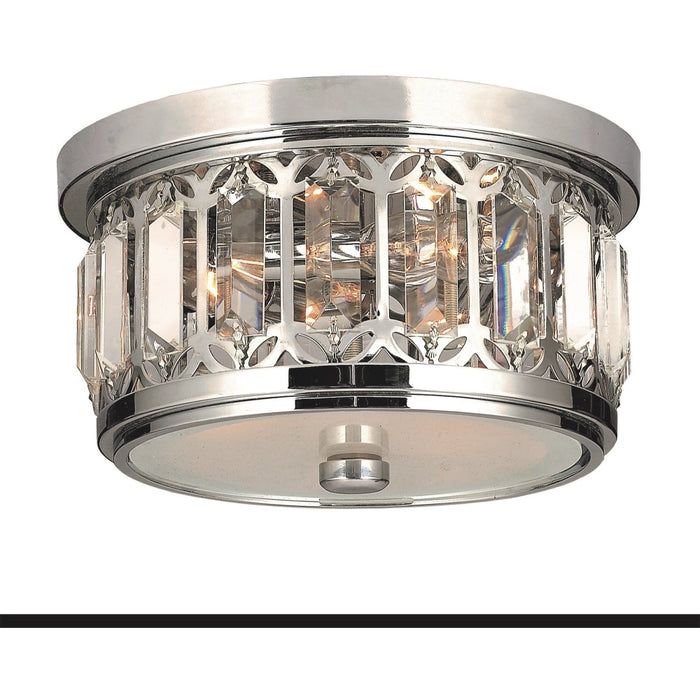 Parlour Polished Chrome Clear Crystal 3 Light Flushmount - Flushmounts