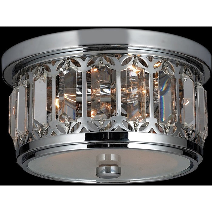 Parlour Polished Chrome Clear Crystal 3 Light Flushmount - Flushmounts