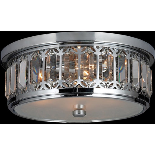 Parlour Polished Chrome Clear Crystal 4 Light Flushmount - Flushmounts
