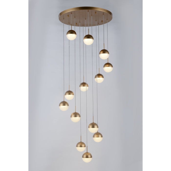 Phantasm Matte Gold Iced Opal Glass 13 Light LED Pendant - Pendants