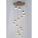 Phantasm Matte Gold Iced Opal Glass 13 Light LED Pendant - Pendants