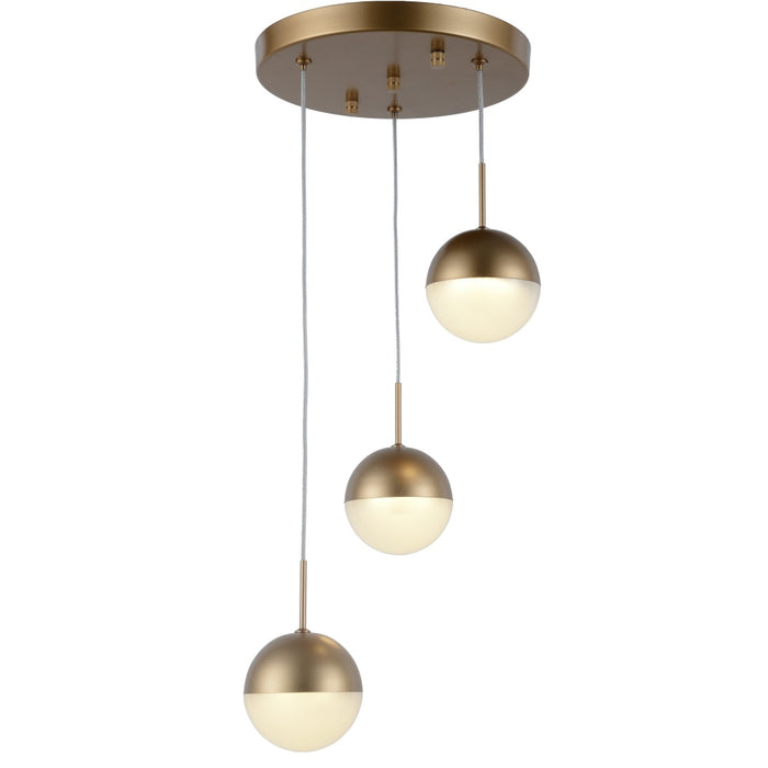 Phantasm Matte Gold Iced Opal Glass 3 Light LED Pendant - Pendants