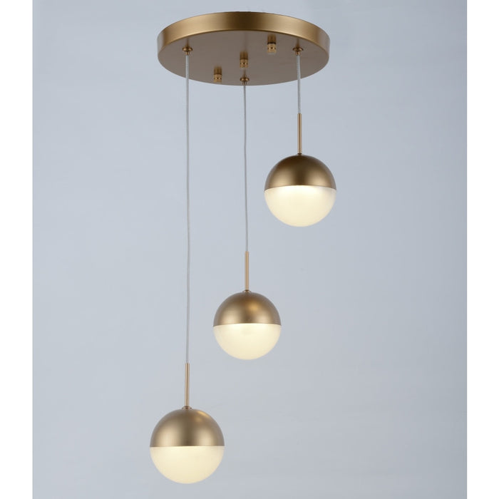 Phantasm Matte Gold Iced Opal Glass 3 Light LED Pendant - Pendants