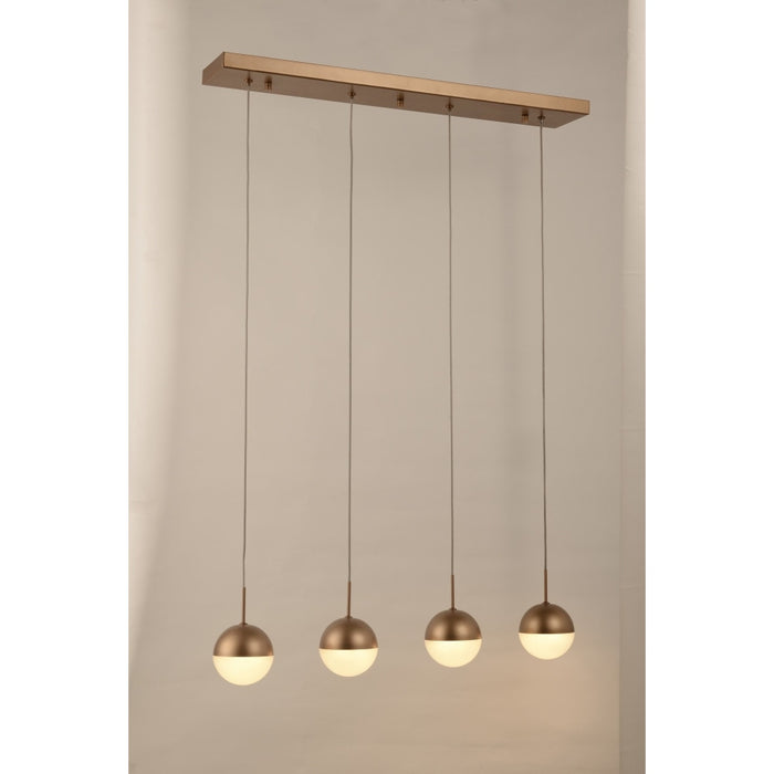 Phantasm Matte Gold Iced Opal Glass 4 Light LED Pendant - Pendants