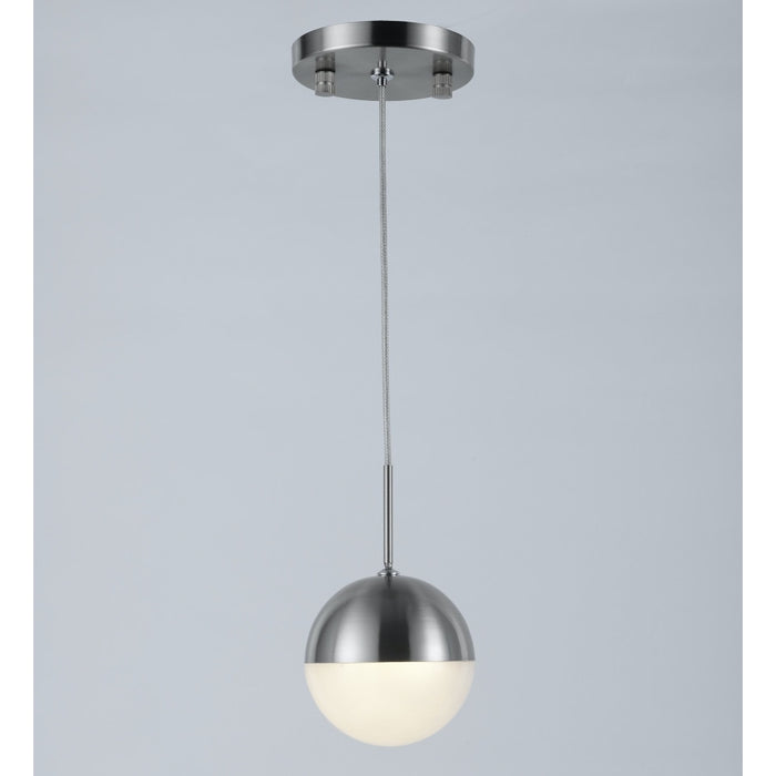 Phantasm Matte Nickel Iced Opal Glass 1 Light LED Pendant - Pendants