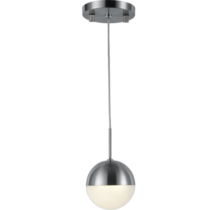 Phantasm Matte Nickel Iced Opal Glass 1 Light LED Pendant - Pendants
