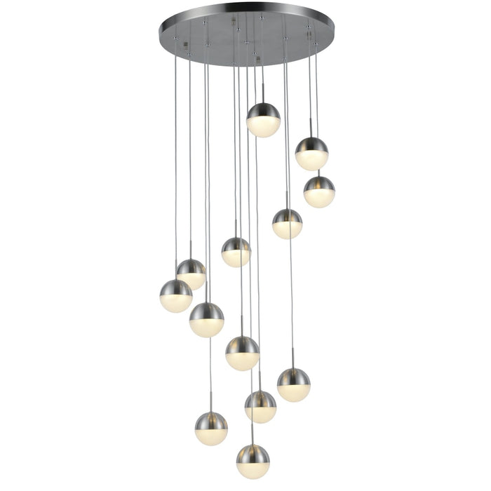 Phantasm Matte Nickel Iced Opal Glass 13 Light LED Pendant - Pendants