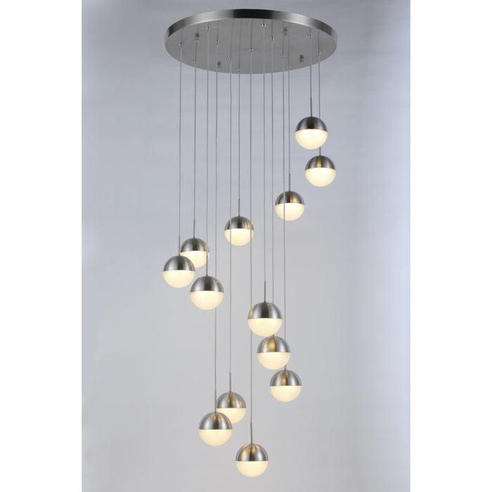 Phantasm Matte Nickel Iced Opal Glass 13 Light LED Pendant - Pendants