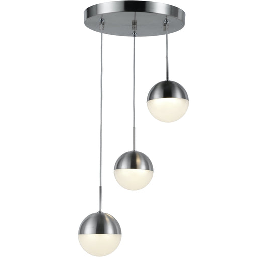 Phantasm Matte Nickel Iced Opal Glass 3 Light LED Pendant - Pendants