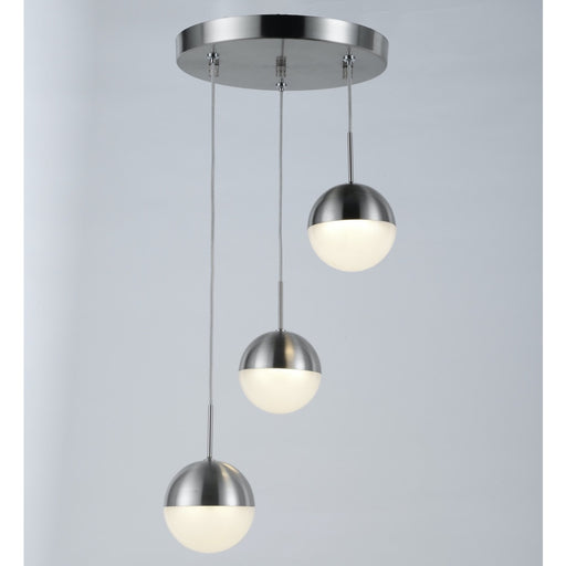 Phantasm Matte Nickel Iced Opal Glass 3 Light LED Pendant - Pendants
