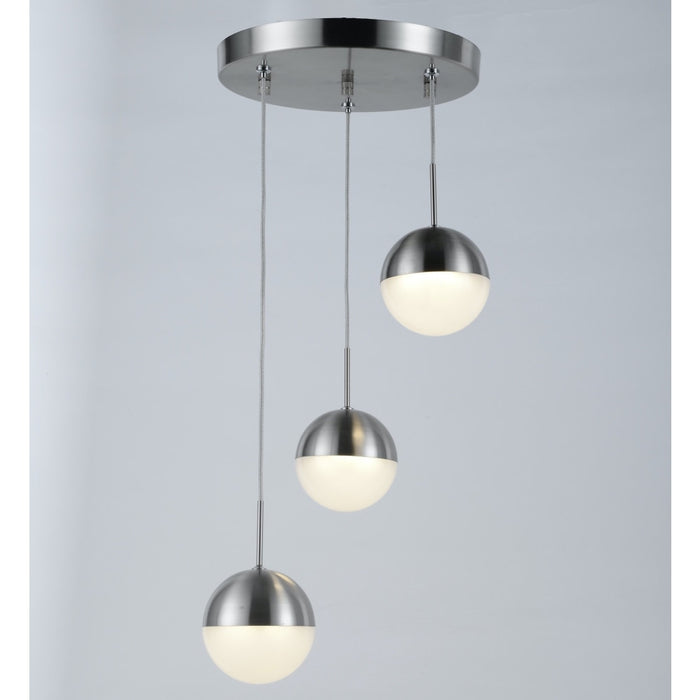 Phantasm Matte Nickel Iced Opal Glass 3 Light LED Pendant - Pendants