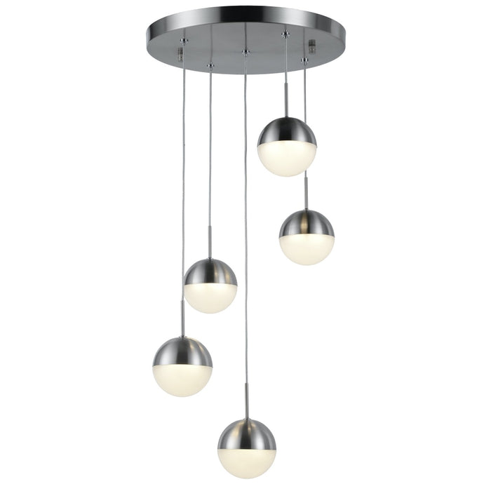 Phantasm Matte Nickel Iced Opal Glass 5 Light LED Pendant - Pendants