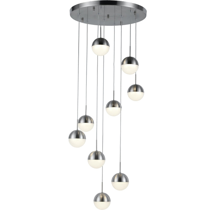 Phantasm Matte Nickel Iced Opal Glass 9 Light LED Pendant - Pendants