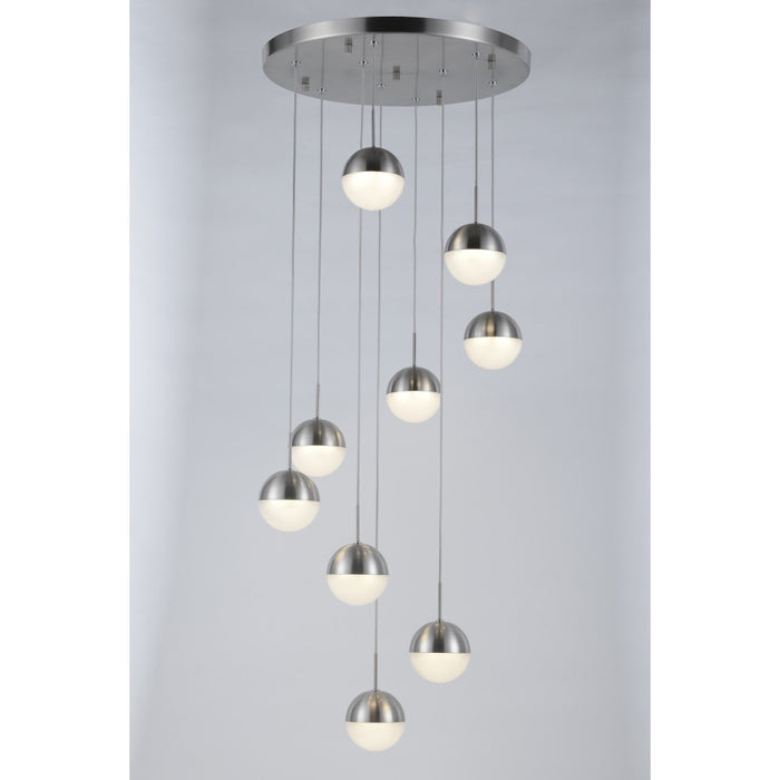 Phantasm Matte Nickel Iced Opal Glass 9 Light LED Pendant - Pendants