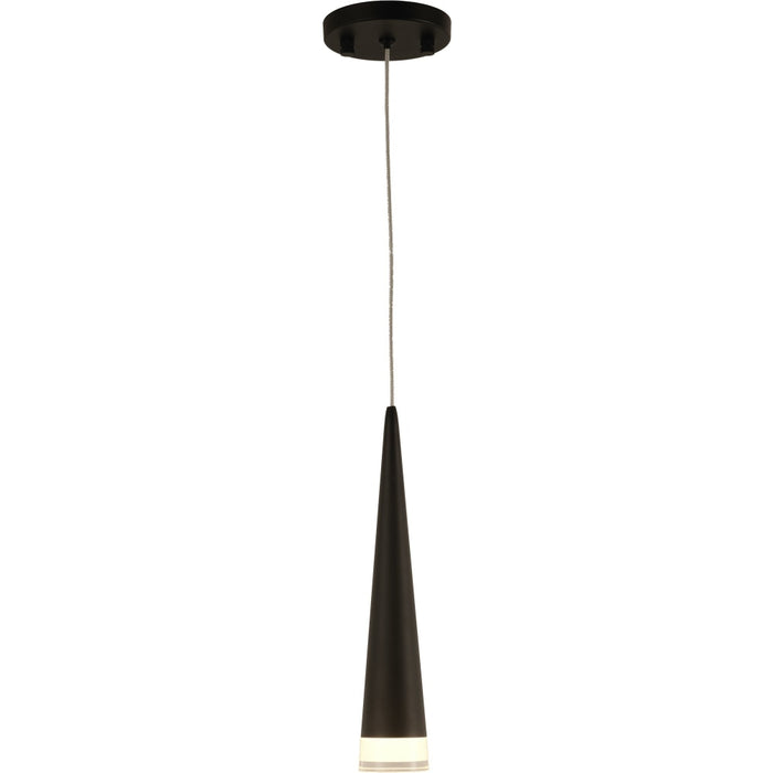 Pinnacle Matte Black Frosted Glass 1 Light LED Pendant - Pendants