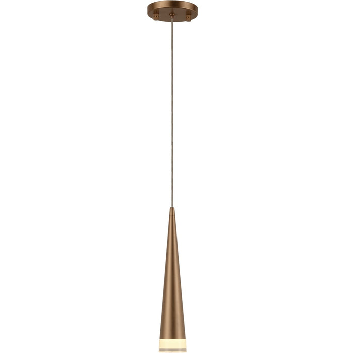 Pinnacle Matte Gold Frosted Glass 1 Light LED Pendant - Pendants