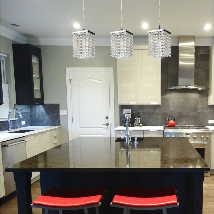Prism Polished Chrome Clear Crystal 1 Light Mini-Pendant - Mini-Pendants