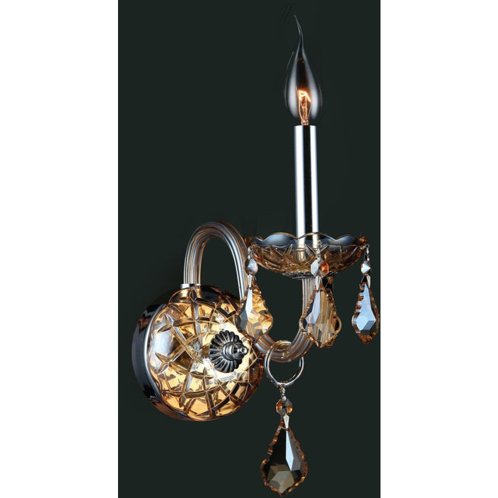 Provence Polished Chrome Amber Crystal 1 Light Wall Sconce - Wall Sconces