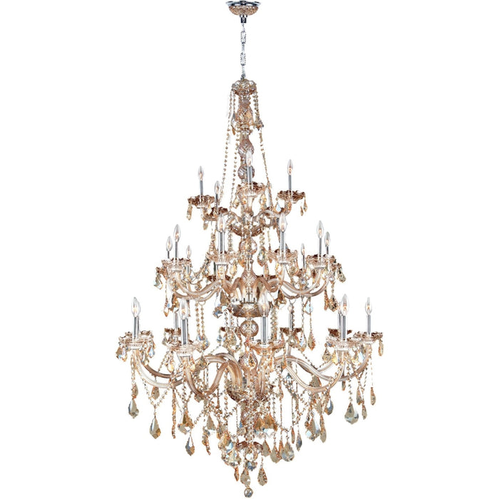 Provence Polished Chrome Amber Crystal 25 Light Chandelier - Chandeliers