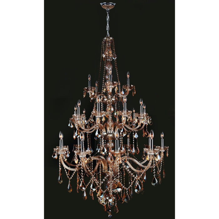 Provence Polished Chrome Amber Crystal 25 Light Chandelier - Chandeliers