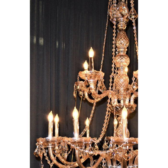 Provence Polished Chrome Amber Crystal 25 Light Chandelier - Chandeliers
