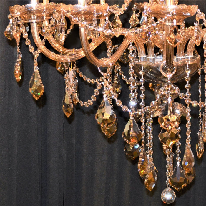 Provence Polished Chrome Amber Crystal 25 Light Chandelier - Chandeliers