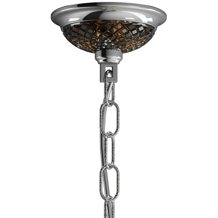 Provence Polished Chrome Amber Crystal 6 Light Chandelier - Chandeliers