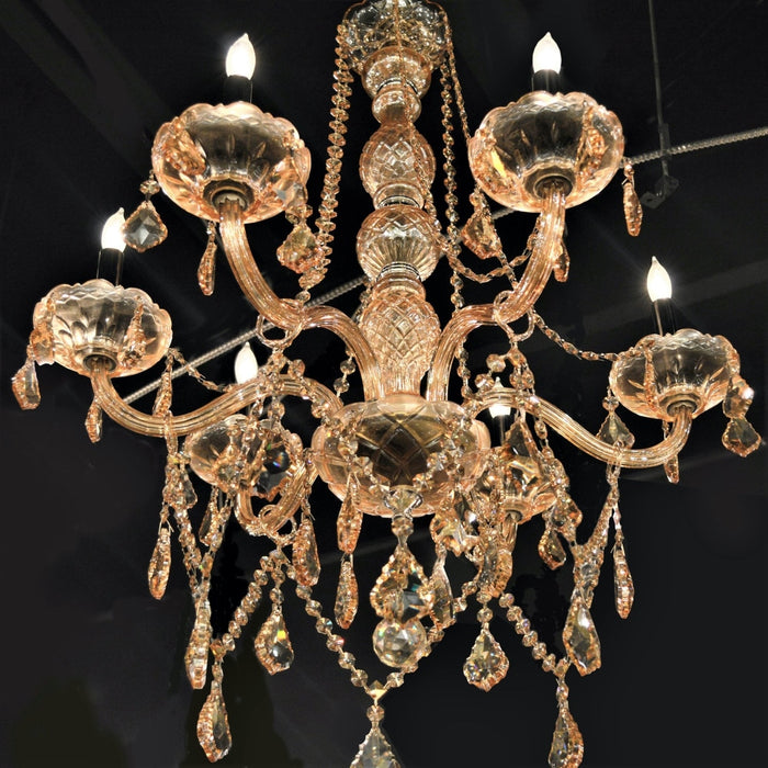 Provence Polished Chrome Amber Crystal 6 Light Chandelier - Chandeliers