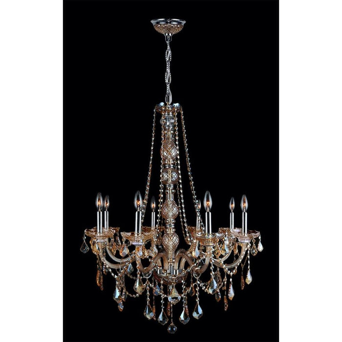 Provence Polished Chrome Amber Crystal 8 Light Chandelier - Chandeliers