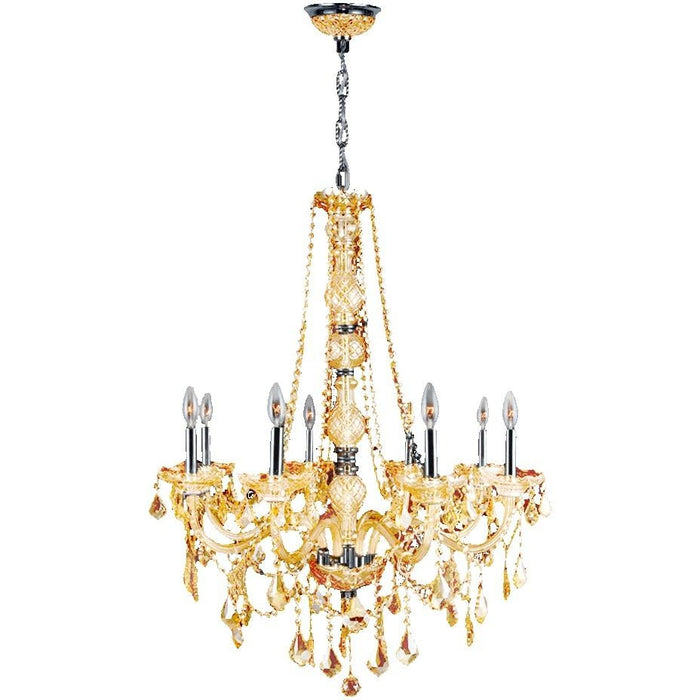 Provence Polished Chrome Amber Crystal 8 Light Chandelier - Chandeliers