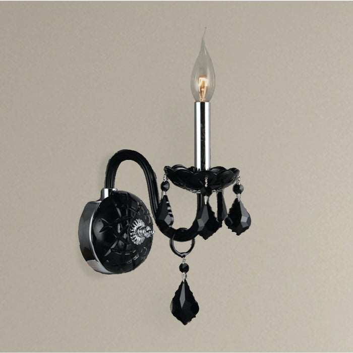 Provence Polished Chrome Black Crystal 1 Light Wall Sconce - Wall Sconces