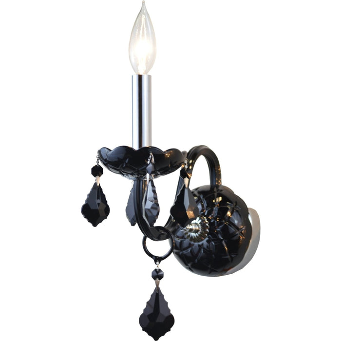 Provence Polished Chrome Black Crystal 1 Light Wall Sconce - Wall Sconces