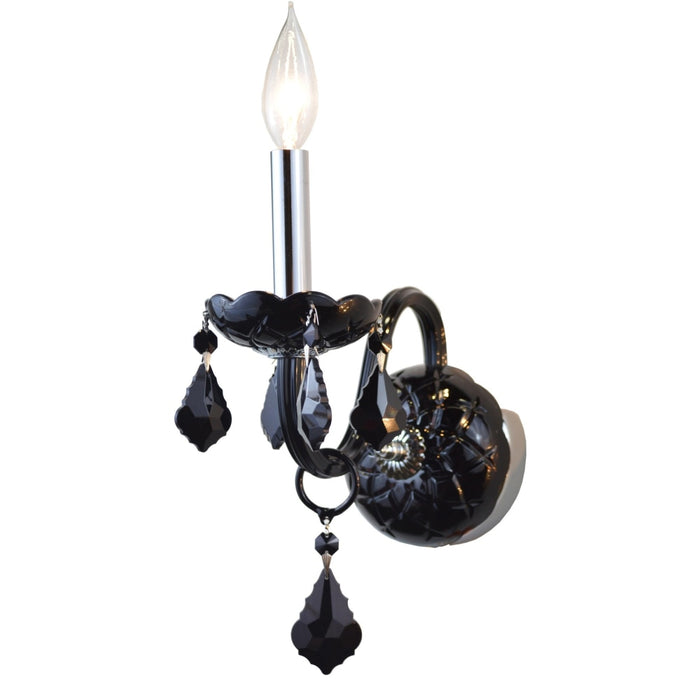 Provence Polished Chrome Black Crystal 1 Light Wall Sconce - Wall Sconces