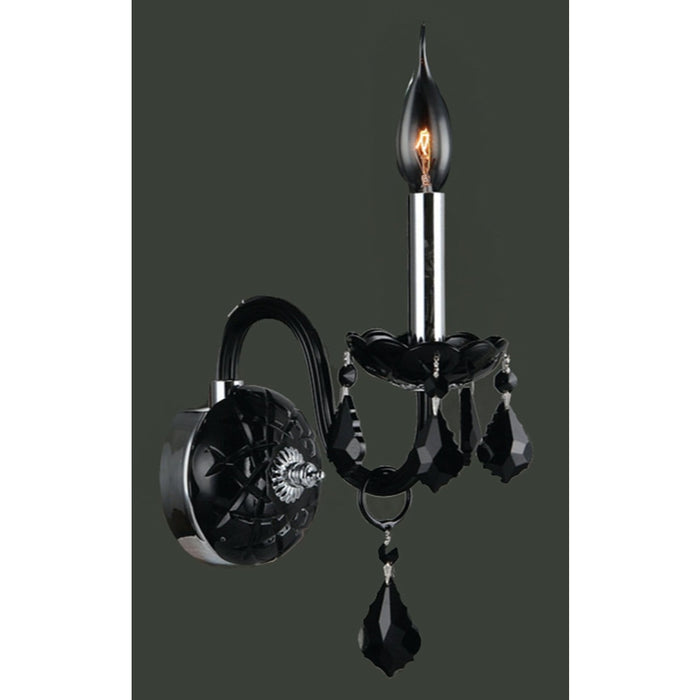 Provence Polished Chrome Black Crystal 1 Light Wall Sconce - Wall Sconces