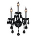 Provence Polished Chrome Black Crystal 3 Light Wall Sconce - Wall Sconces