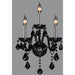 Provence Polished Chrome Black Crystal 3 Light Wall Sconce - Wall Sconces