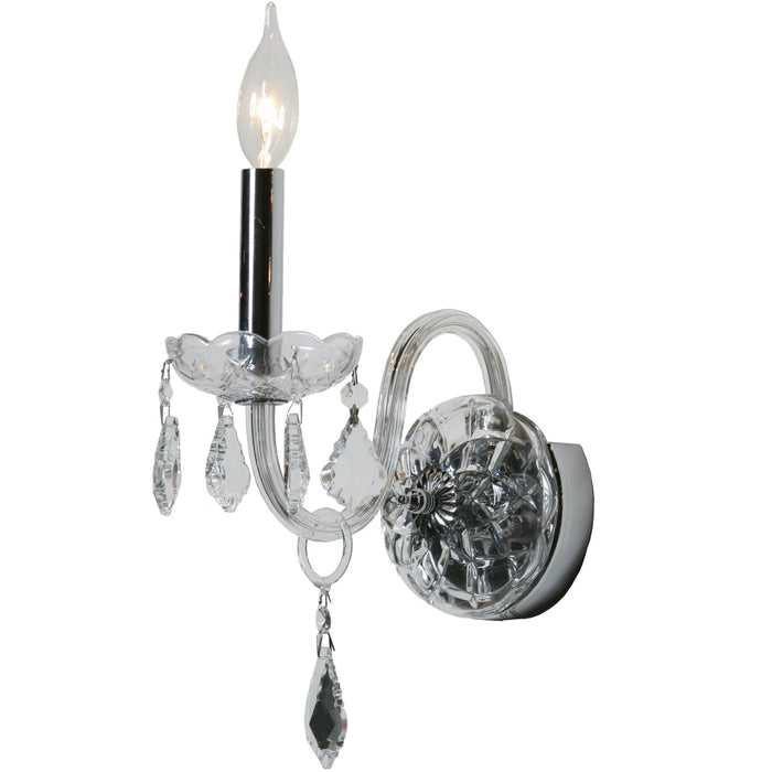Provence Polished Chrome Clear Crystal 1 Light Wall Sconce - Wall Sconces