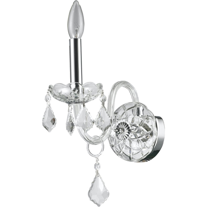 Provence Polished Chrome Clear Crystal 1 Light Wall Sconce - Wall Sconces