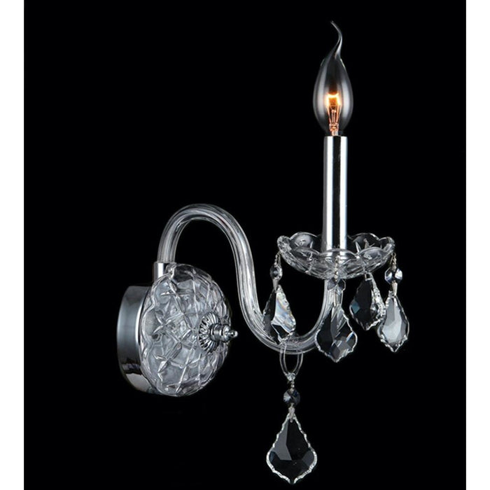 Provence Polished Chrome Clear Crystal 1 Light Wall Sconce - Wall Sconces