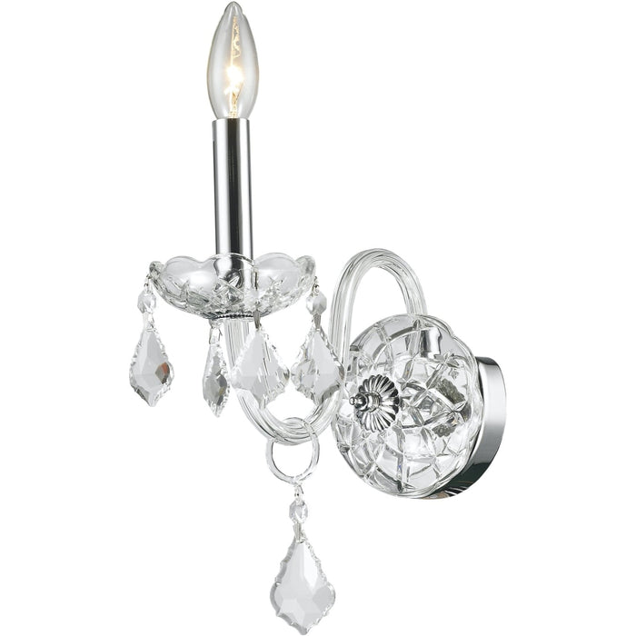 Provence Polished Chrome Clear Crystal 1 Light Wall Sconce - Wall Sconces