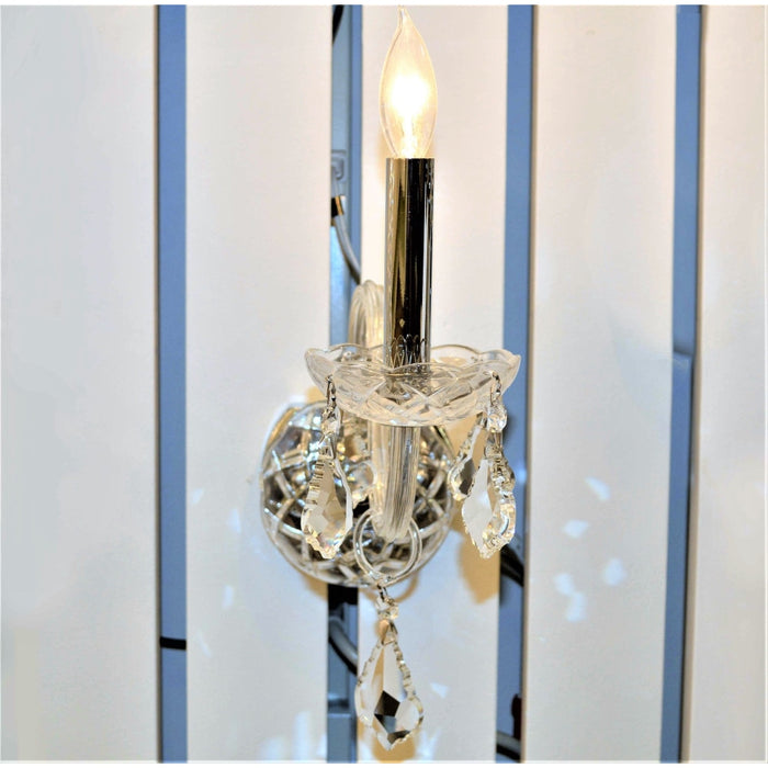 Provence Polished Chrome Clear Crystal 1 Light Wall Sconce - Wall Sconces