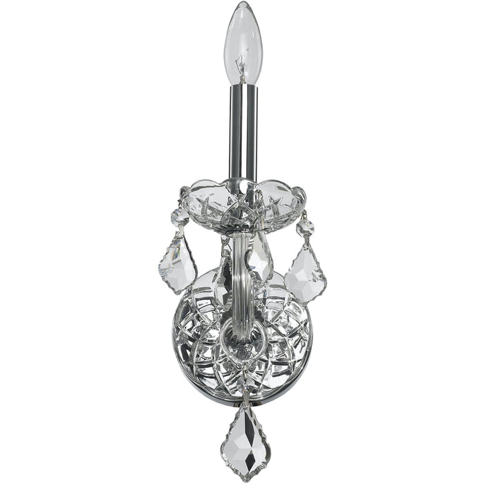 Provence Polished Chrome Clear Crystal 1 Light Wall Sconce - Wall Sconces