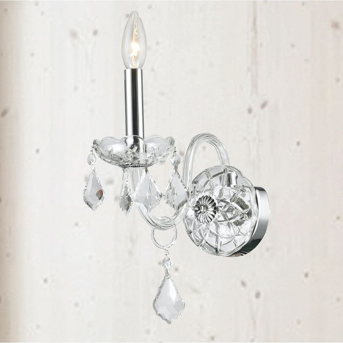 Provence Polished Chrome Clear Crystal 1 Light Wall Sconce - Wall Sconces