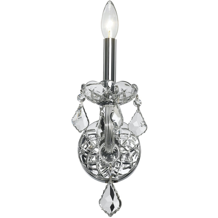 Provence Polished Chrome Clear Crystal 1 Light Wall Sconce - Wall Sconces