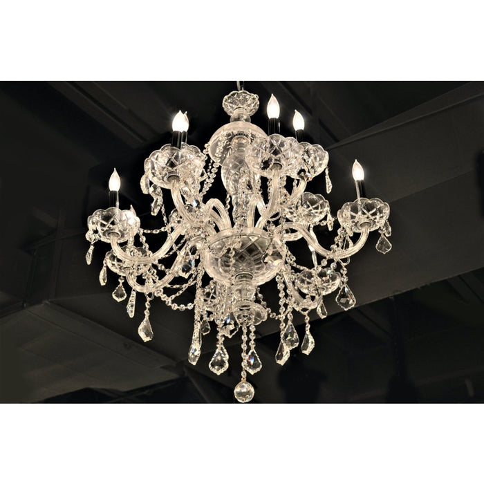 Provence Polished Chrome Clear Crystal 12 Light Chandelier - Chandeliers