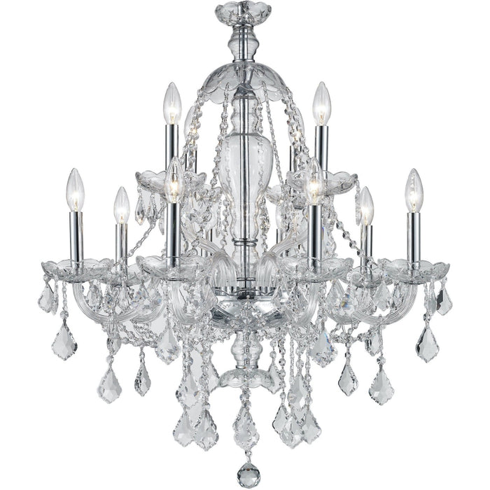 Provence Polished Chrome Clear Crystal 12 Light Chandelier - Chandeliers