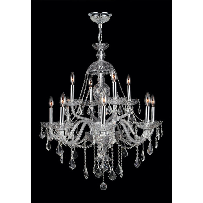 Provence Polished Chrome Clear Crystal 12 Light Chandelier - Chandeliers