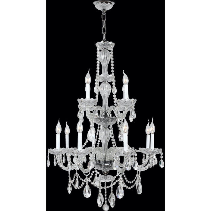 Provence Polished Chrome Clear Crystal 12 Light Chandelier - Chandeliers